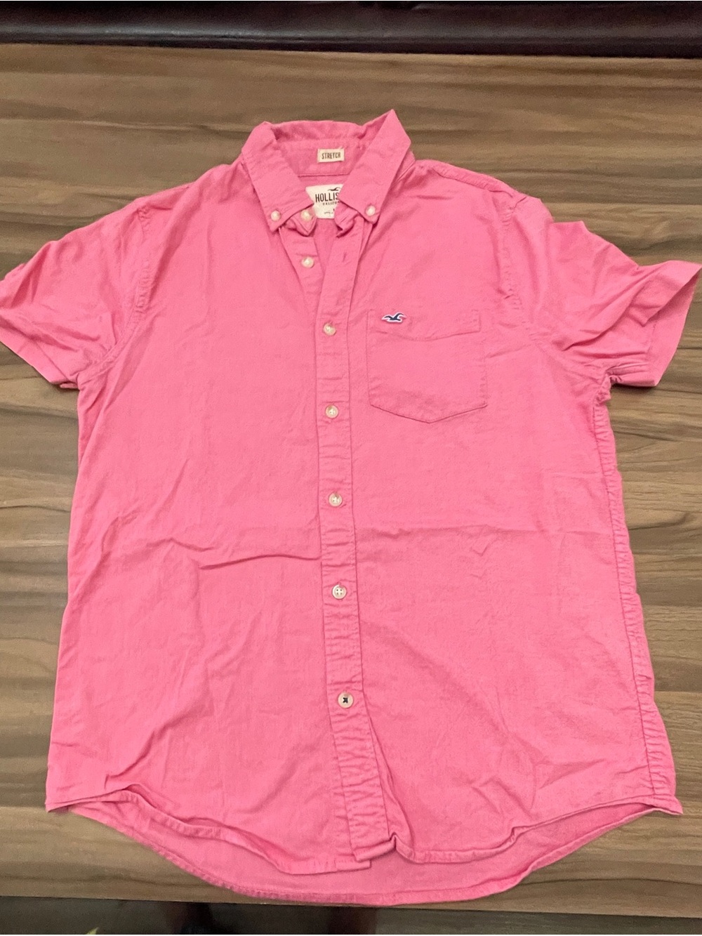 Hollister Men’s Short-Sleeve Button-Down Shirt - Pink M